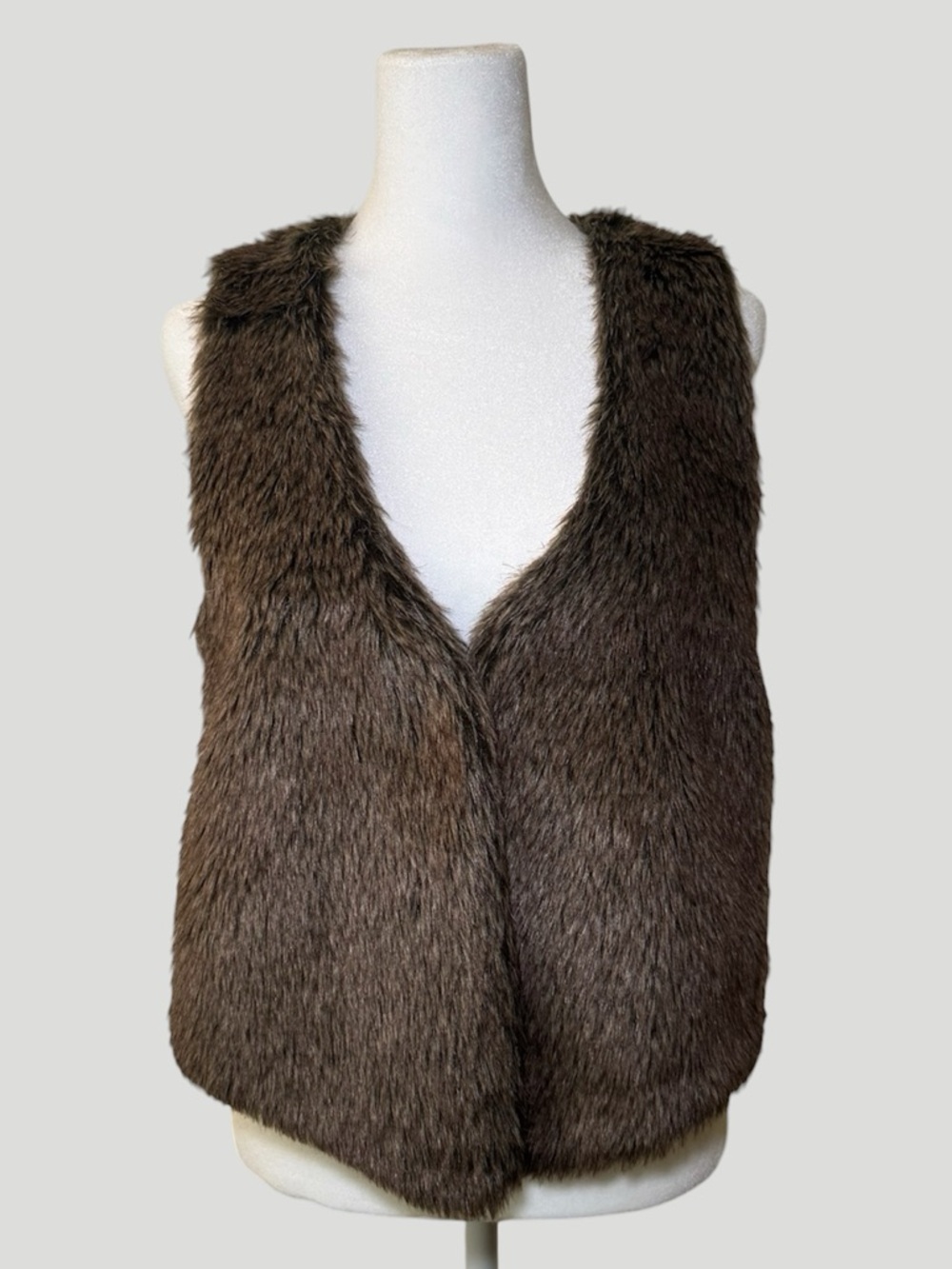 Boho Y2K Fever Brown Faux Fur Knit Vest